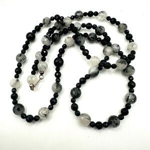 42" Jay King DTR 925 faceted black tourmaline and tourmalated quartz necklace!